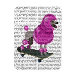 Magnet Flexible Caniche et planche à roulettes roses
