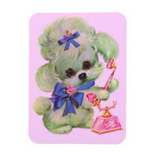 Magnet Flexible caniche mignon avec téléphone rose