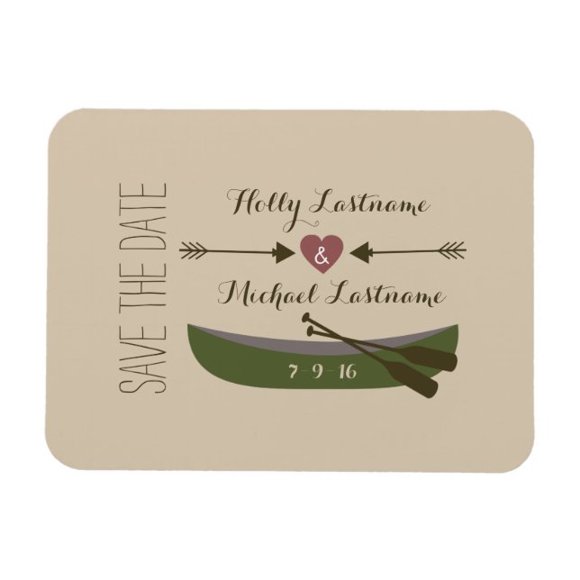 Magnet Flexible Canot + Flèches Avec Coeur Économisez La Date Magn (Horizontal)