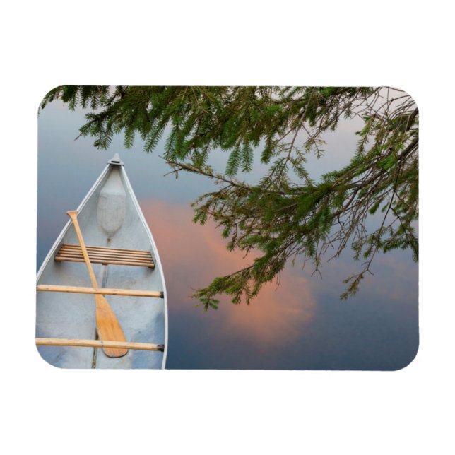 Magnet Flexible Canot sur le lac au coucher du soleil, Canada (Horizontal)