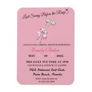 Magnet Flexible Canotier rose golf "Dernier swing avant l'anneau"
