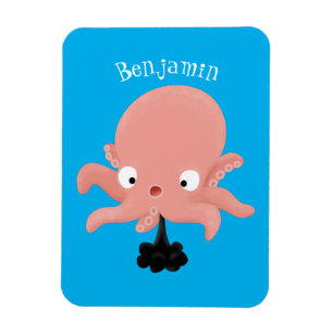 Magnet Flexible Caricature de bébé pieuvre rose mignonne humour