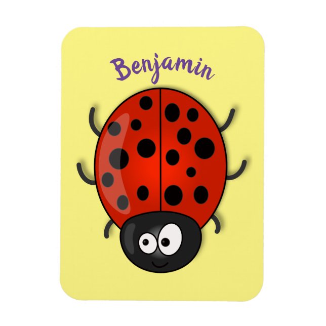Magnet Flexible Caricature de coccinelle rouge joyeux (Vertical)
