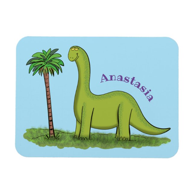Magnet Flexible Caricature de dinosaure de brontosaurus vert migno (Horizontal)