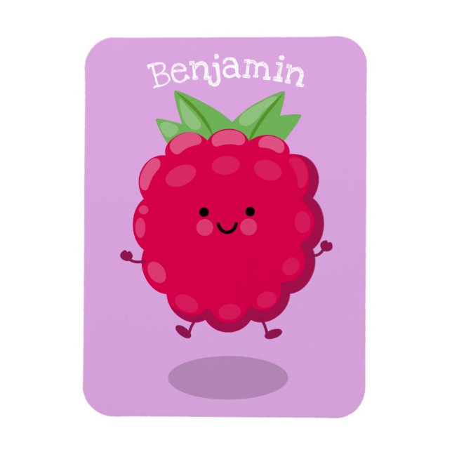 Magnet Flexible Caricature de framboise très heureuse (Vertical)
