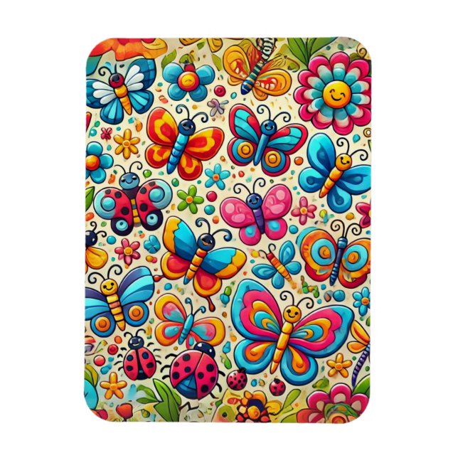 Magnet Flexible Caricature de jardin papillon (Vertical)
