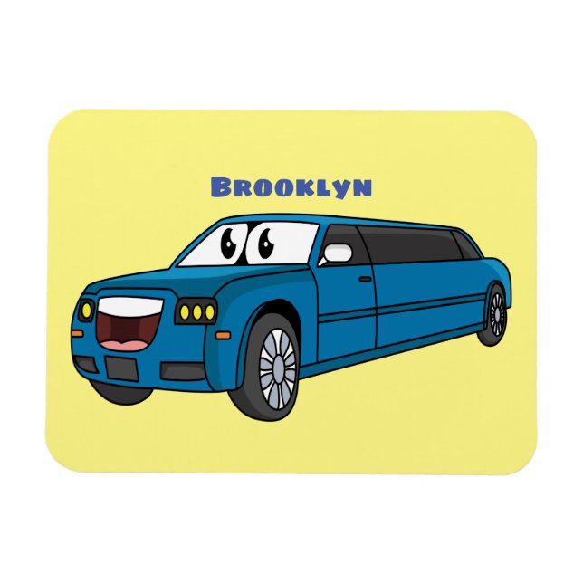 Magnet Flexible Caricature de la Limousine bleu mignonne (Horizontal)