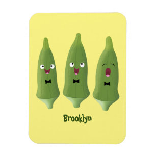 Magnet Flexible Caricature de légumes de l'okra chantante mignonne