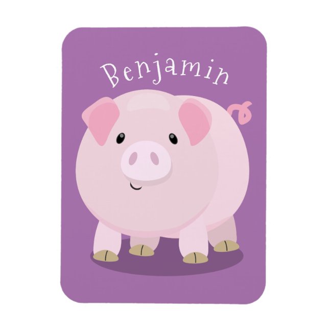 Magnet Flexible Caricature de porc mignon rose pot vendue (Vertical)