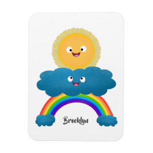 Magnet Flexible Caricature en arc-en-ciel du joyeux nuage de solei