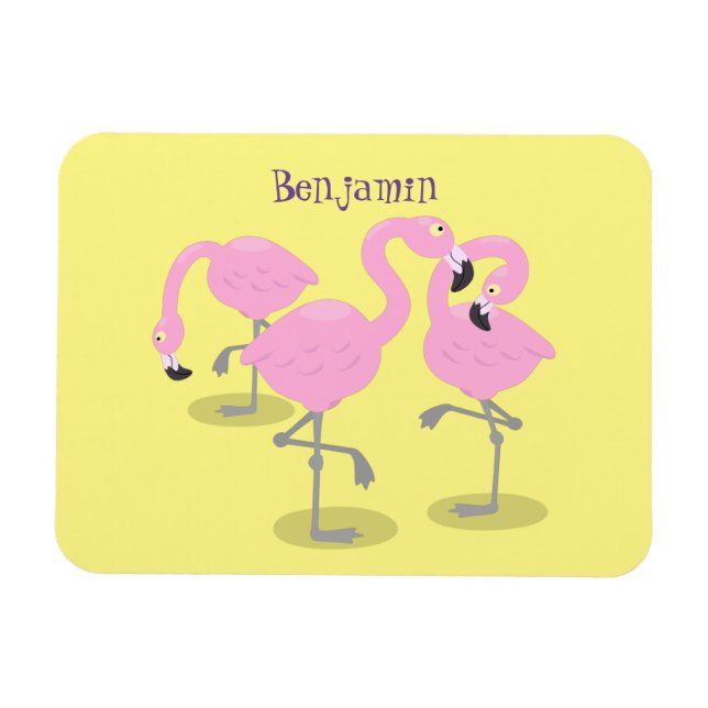 Magnet Flexible Caricature en trio flamand rose mou (Horizontal)