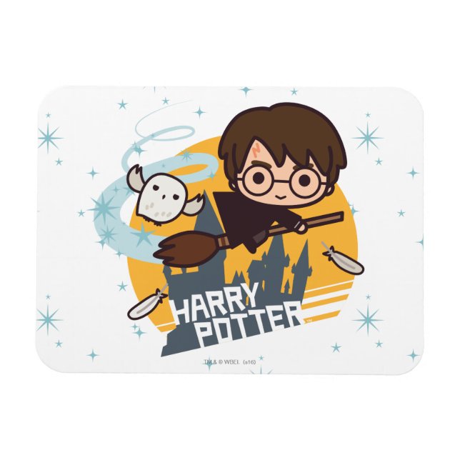 Magnet Flexible Caricature Harry et Hedwig Flying Passé Hogwares (Horizontal)