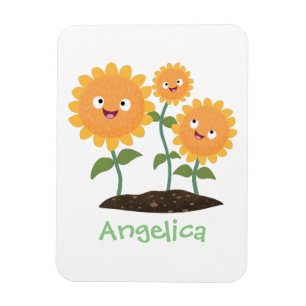 Magnet Flexible Caricature joli tournesol souriant illustration