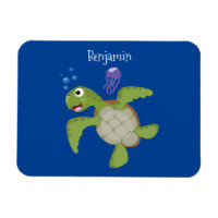 Caricature joyeuse de tortue de mer verte mignonne