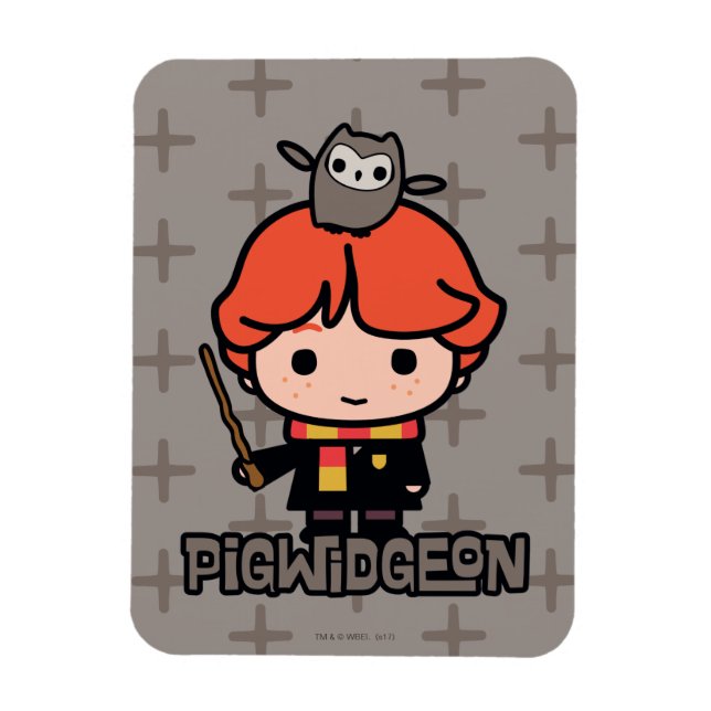 Magnet Flexible Caricature Ron Weasley et Pigwidgeon (Vertical)