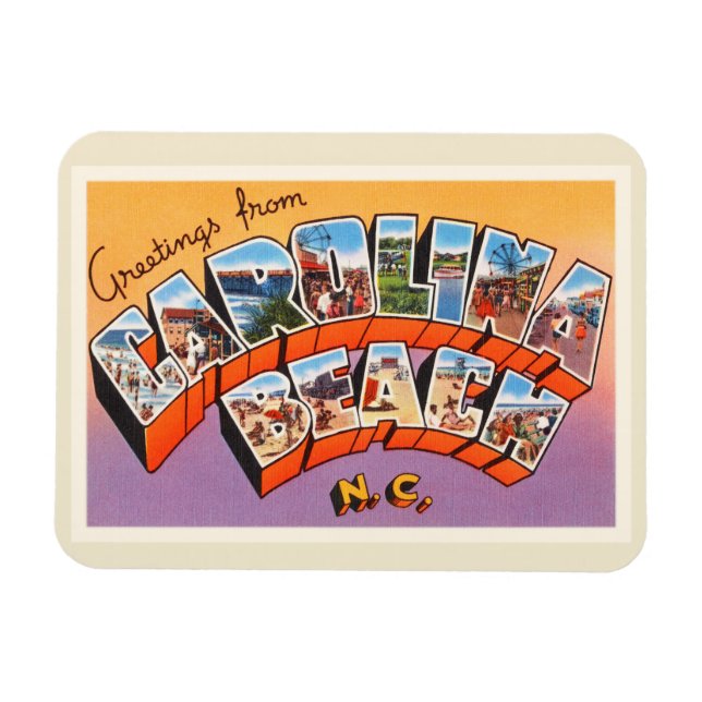 Magnet Flexible Carolina Beach North Carolina NC Carte postale Vin (Horizontal)