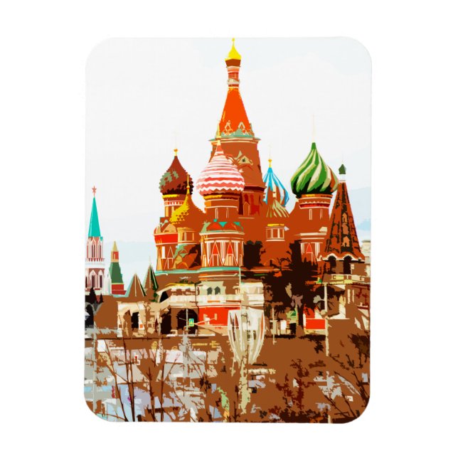 Magnet Flexible Carré rouge de l'église de Moscou Saint Basile #1 (Vertical)