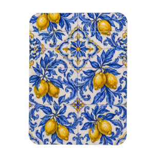 Magnet Flexible Carreau d'azulejo citron bleu