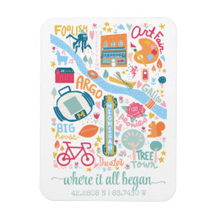 Magnet Flexible Carte Ann Arbor Michigan Coordonnées personnalisée