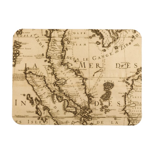 Magnet Flexible Carte antique de l'Asie du Sud-Est | 1687 (Horizontal)