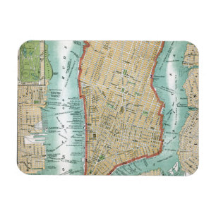 Magnet Flexible Carte antique de Lower Manhattan et de Central