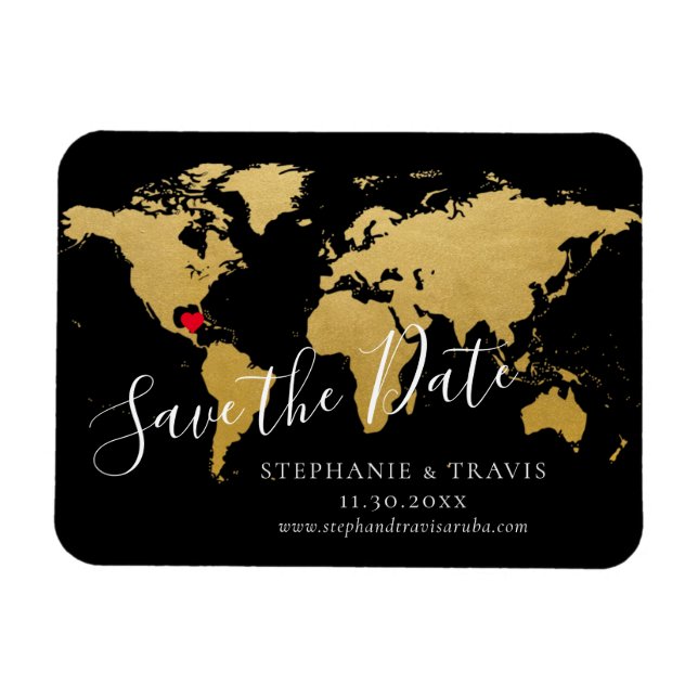 Magnet Flexible Carte Black Gold Destination Wedding Enregistrer l (Horizontal)