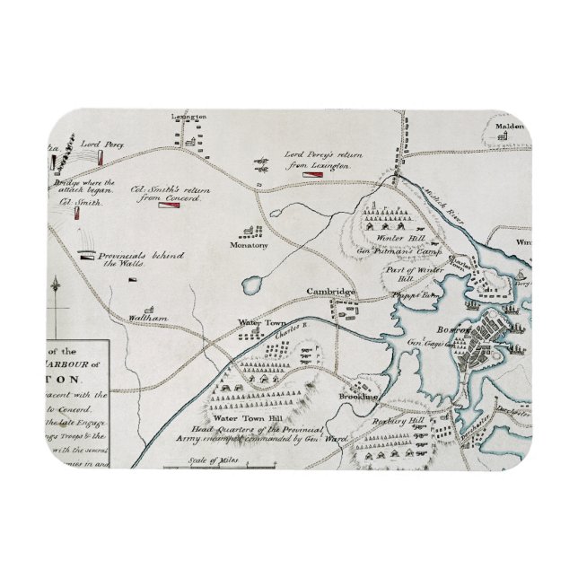 MAGNET FLEXIBLE CARTE BOSTON-CONCORD, 1775 (Horizontal)