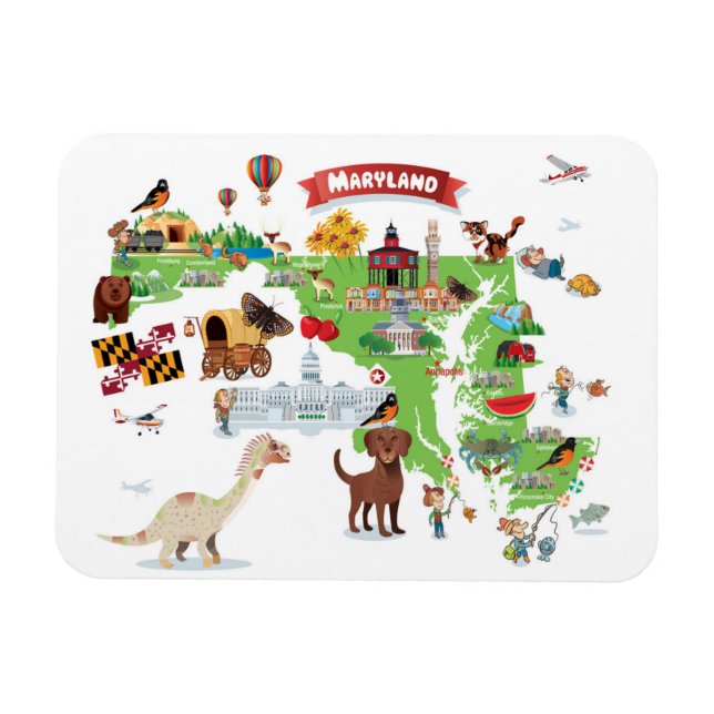 Magnet Flexible Carte Cartographique du Maryland (Horizontal)
