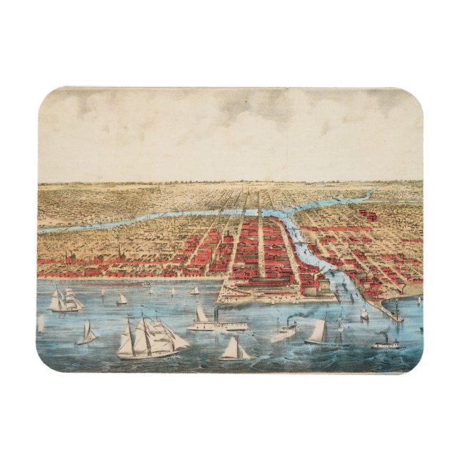 Magnet Flexible CARTE : CHICAGO, c1857 (Horizontal)