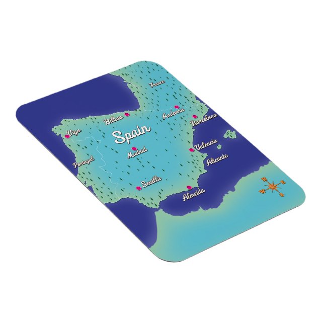 Magnet Flexible Carte Classique d'Espagne (Côté Droit)