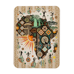 Magnet Flexible Carte d'Afrique Éléments Tribaux Décoratifs Motif