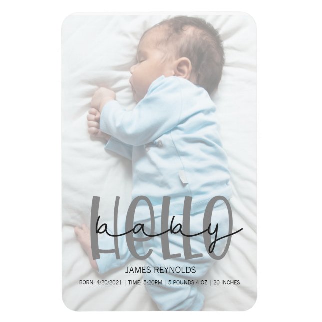 Magnet Flexible Carte d'annonce de naissance du script de photo gr (Vertical)