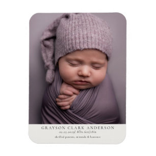 Magnet Flexible Carte d'annonce de naissance photo minimaliste