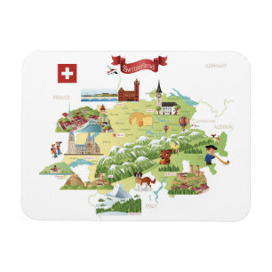 Magnet Flexible Carte de bande dessinée de la Suisse