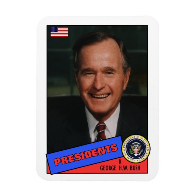 Magnet Flexible Carte de base-ball George H.W. Bush (Vertical)