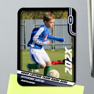 Magnet Flexible Carte de commerce joueur de football en bleu noir