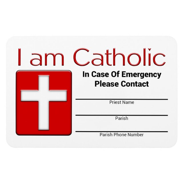 Magnet Flexible Carte de contact d'urgence catholique (Horizontal)