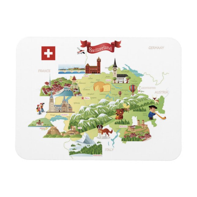 Magnet Flexible Carte de dessin Suisse (Horizontal)