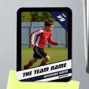 Magnet Flexible Carte de joueur de football en bleu noir vigoureux