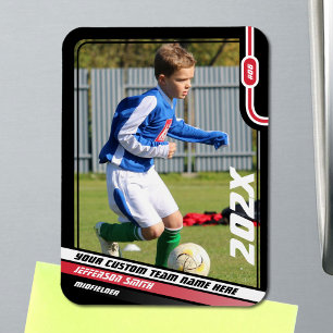 Magnet Flexible Carte de joueur de football en noir rouge