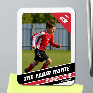 Magnet Flexible Carte de joueur de football en rouge blanc vigoure