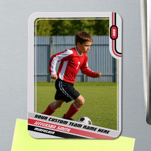 Magnet Flexible Carte de joueur de football gris clair rouge