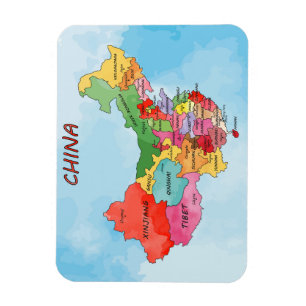 Magnet Flexible Carte de la Chine aquarelle 
