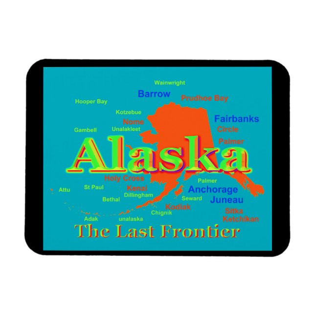 Magnet Flexible Carte de la fierté de l'Alaska Silhouette (Horizontal)