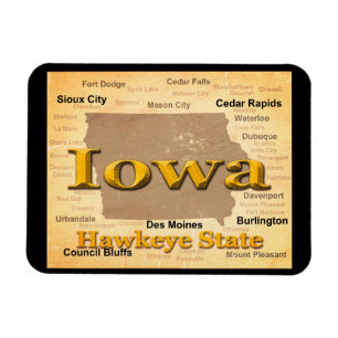 Magnet Flexible Carte de la Fierté d'État de l'Iowa Vieilli Silhou
