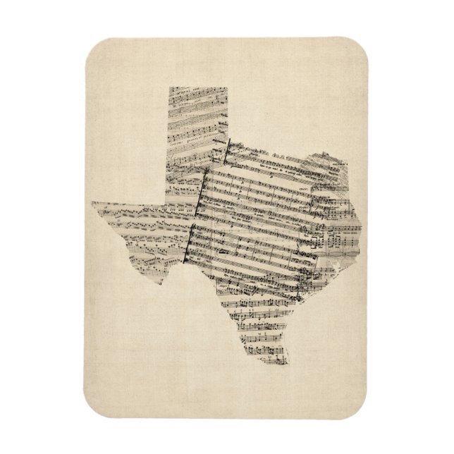 Magnet Flexible Carte de la musique ancienne au Texas (Vertical)