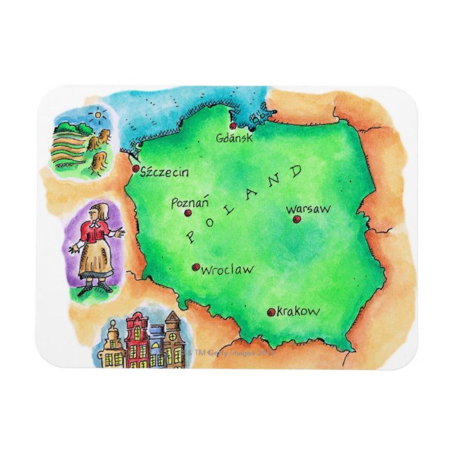 Magnet Flexible Carte de la Pologne (Horizontal)