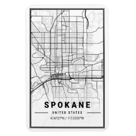 Magnet Flexible Carte de la ville de voyage de Spokane Washington
