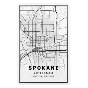 Magnet Flexible Carte de la ville de voyage de Spokane Washington