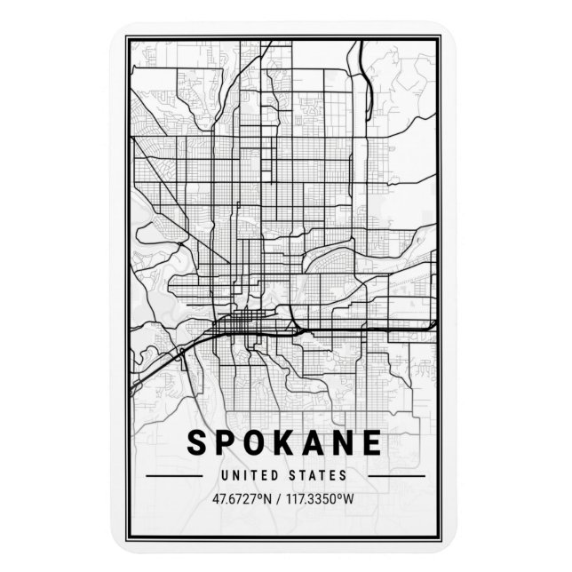 Magnet Flexible Carte de la ville de voyage de Spokane Washington (Vertical)